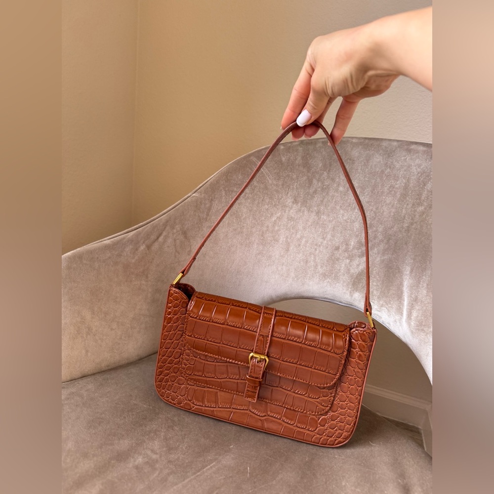 BY FAR Tan Croc Miranda Bag NEW